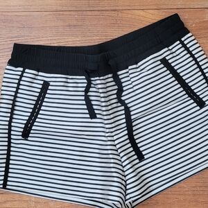 LOFT Black and Cream Striped Women's Shorts